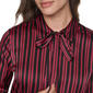 Womens DKNY Long Sleeve Tie Neck Stripe Satin Button Front Blouse - image 4