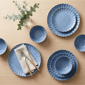 Sango Frill Reactive 12pc. Blue Stoneware Dinnerware Set - image 9