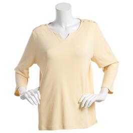 Plus Size Hasting & Smith 3/4 Sleeve Solid Button Detail Tee