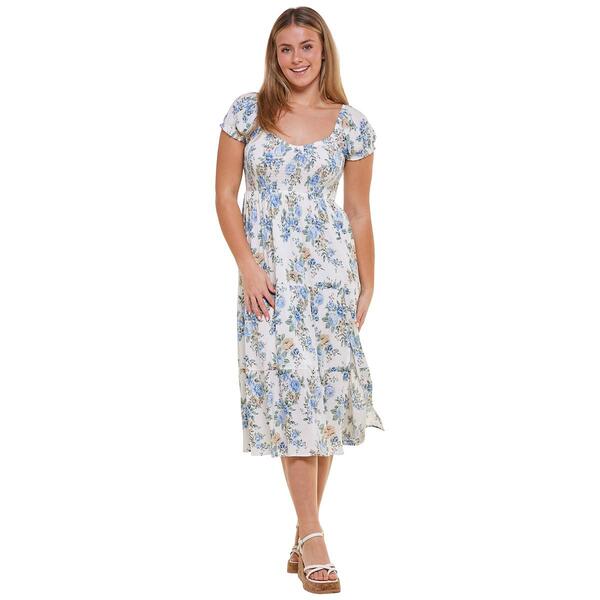 Juniors No Comment Emmeline Floral Smocked Gauze Midi Dress - image 