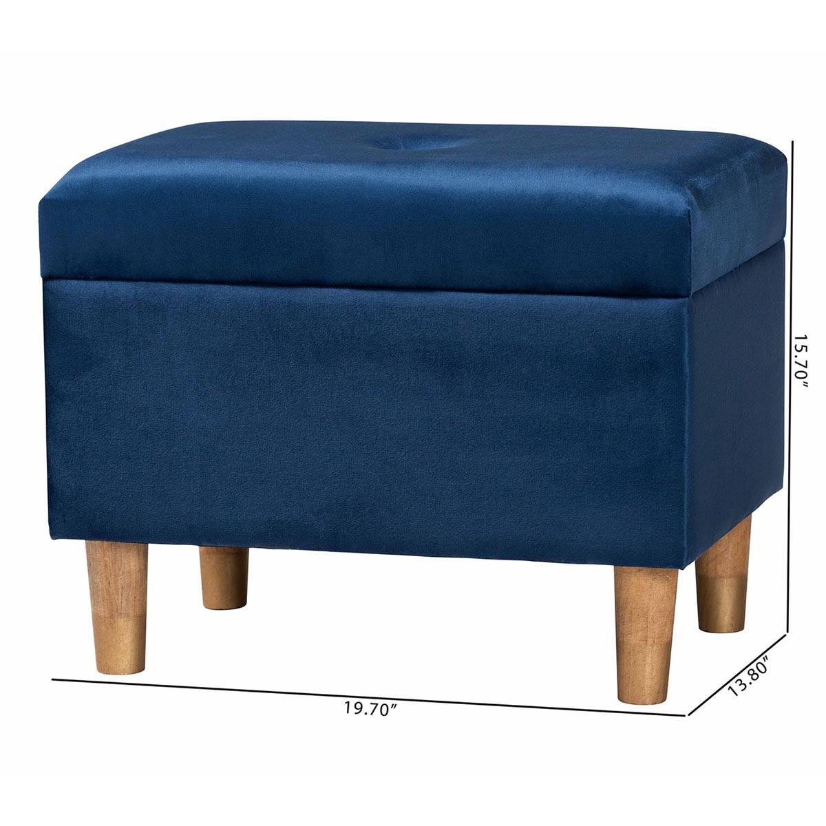 Baxton Studio Elias Modern Navy Velvet Fabric Storage Ottoman