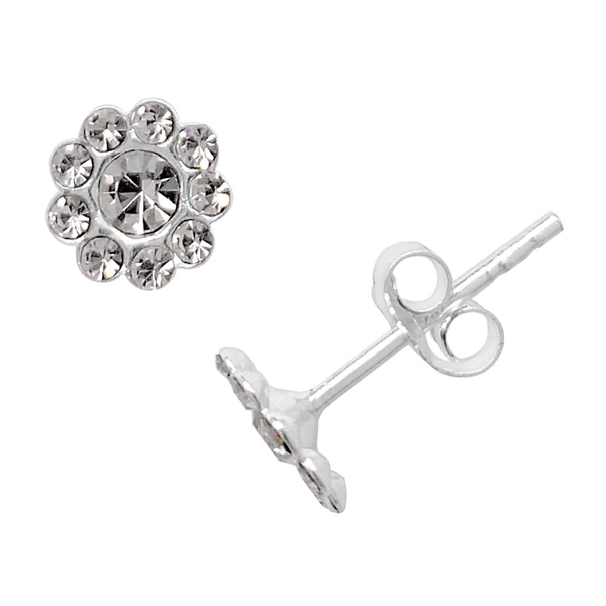 Marsala Sterling Silver Crystal Flower Stud Earrings