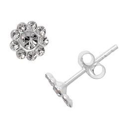 Marsala Sterling Silver Crystal Flower Stud Earrings