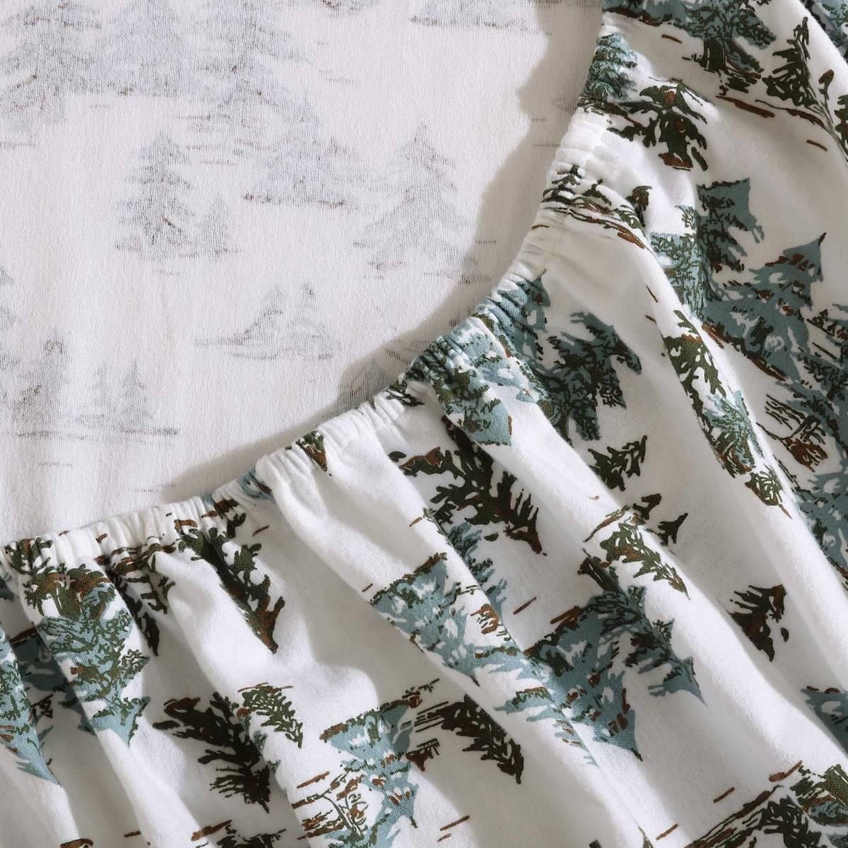 Eddie Bauer Snowy Pine Trees Cotton Flannel Sheet Set
