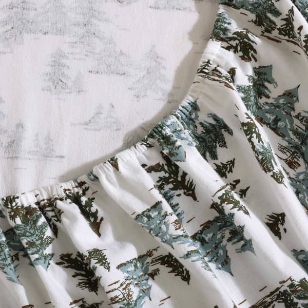 Eddie Bauer Snowy Pine Trees Cotton Flannel Sheet Set