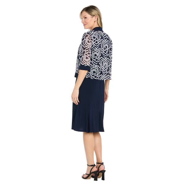 Womens R&M Richards 3/4 Sleeve Geometric Short Jacket Dress