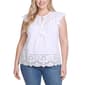 Plus Size NY Collection Flutter Slv Slub Jersey Top W/Crochet Tr - image 1