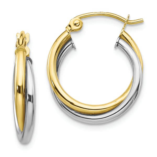 Gold Classics(tm) 10kt. Two-tone Twist Hoop Earrings - image 