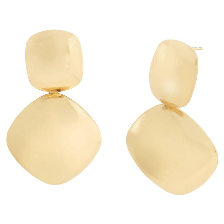 Steve Madden Gold Vintage Puffy Drop Earrings