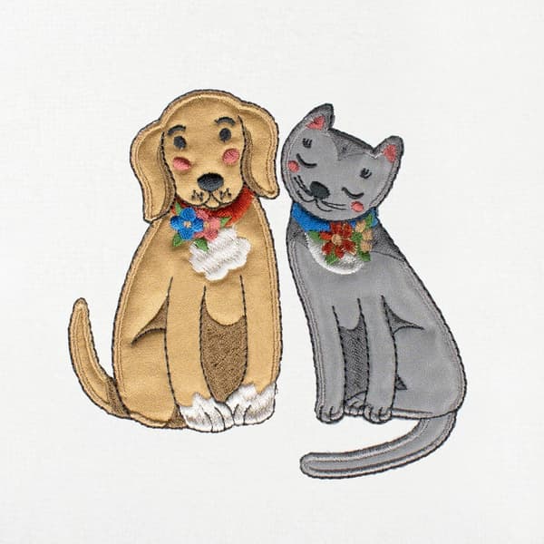 Linum Home Textiles 2pc. Spring Dog & Cat Embroidered Hand Towels