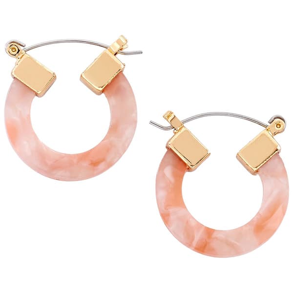 Ashley Cooper(tm) Gold-Tone Small Peach Resin Hoop Earrings - image 