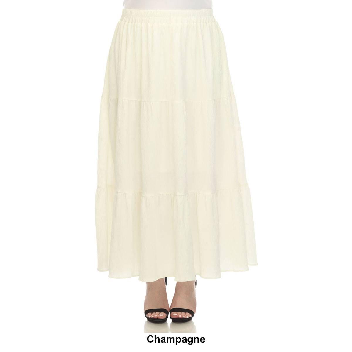 Plus Size White Mark Pleated Tiered Maxi Skirt