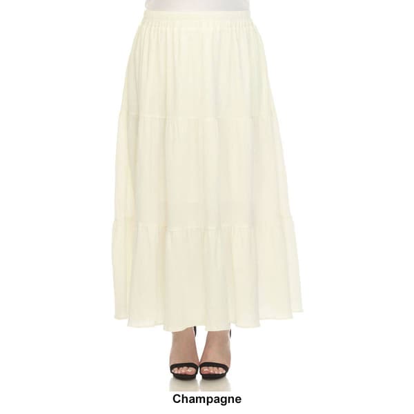 Plus Size White Mark Pleated Tiered Maxi Skirt