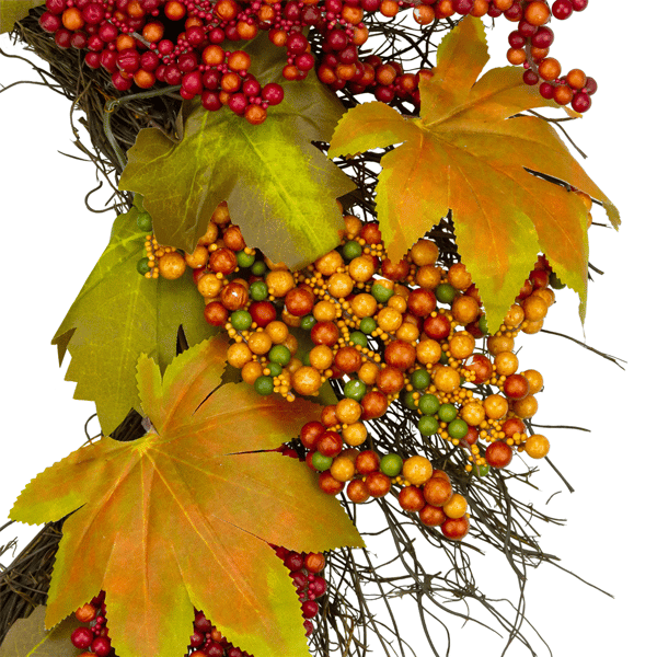 Northlight 22in. Maple Leaf & Berry Twig Fall Harvest Wreath