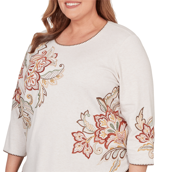 Plus Size Alfred Dunner Spice Market Floral Embroidery Blouse