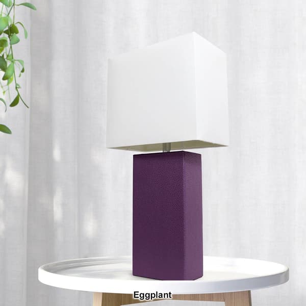 Lalia Home Lexington 21in. Leather Base Modern Home Table Lamp
