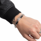 Mens Iron Saints Onyx Bead & Layered Curb Chain Bracelet - image 2