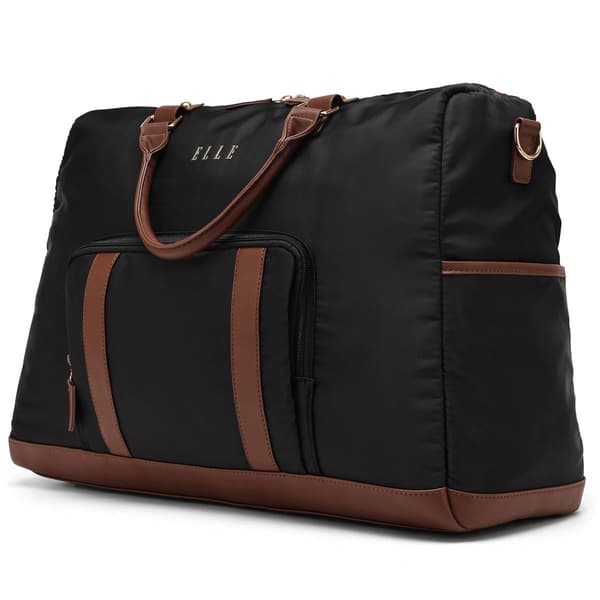 ELLE Luxe Journey Twill and Vegan Leather Weekender Duffel Bag - image 