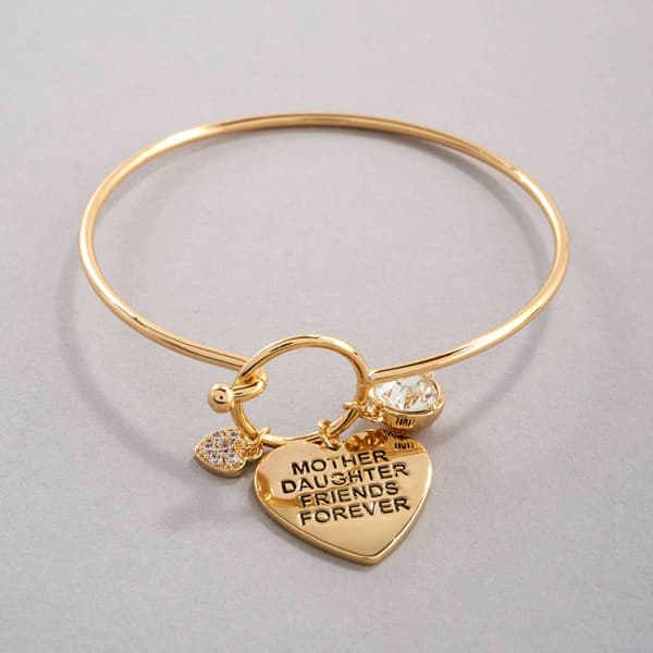 Inspirational Gold Hook & Eye Charm Bracelet w/ Heart & Pave - image 