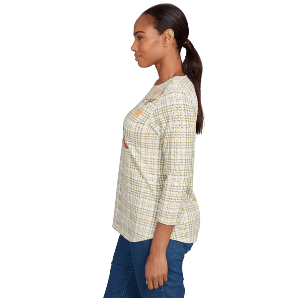 Womens Ruby Rd. Must Haves II Autumn Cat Houndstooth Tee