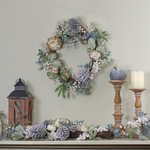 Northlight Seasonal Pumpkin and Pine Cones Fall Wreath