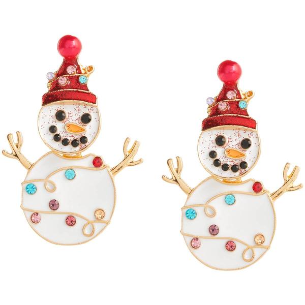 Season Greetings Gold Plated Snowman With Lights Earrings - image 