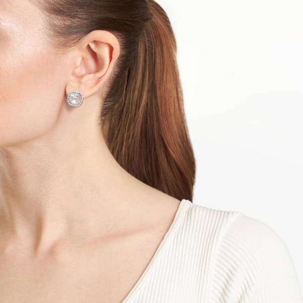 Athra Silver Plated Clear Crystal Stud Earrings
