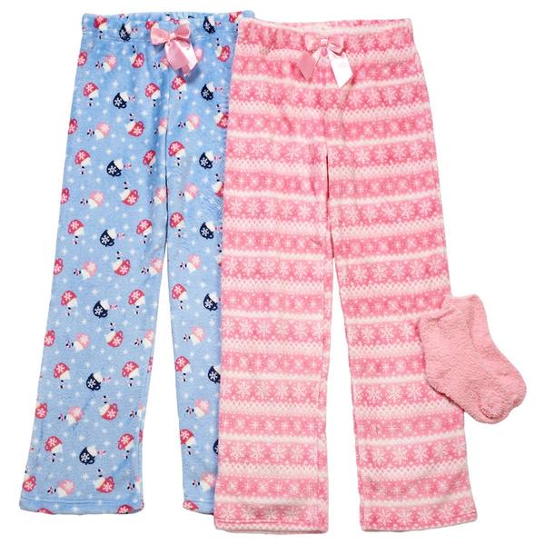Girls (7-16) Sleep On It(R) Cocoa/Fair Isle Pajama Pants w/ Socks - image 