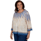 Plus Size Alfred Dunner Tuscany 3/4 Sleeve Ikat Burnout Blouse - image 3