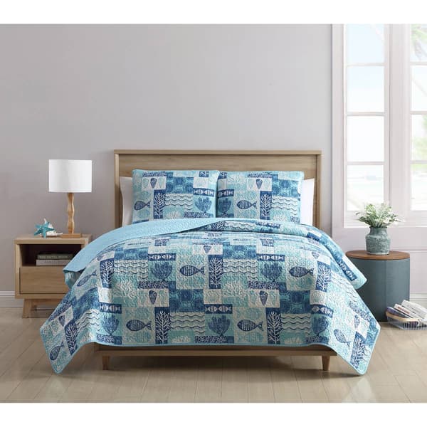 VCNY Home Patchwork Sea Life Reversible Quilt Set