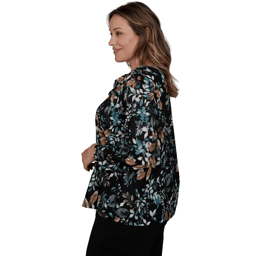 Plus Size Emaline Key Items Long Sleeve Cowl Neck Floral Blouse