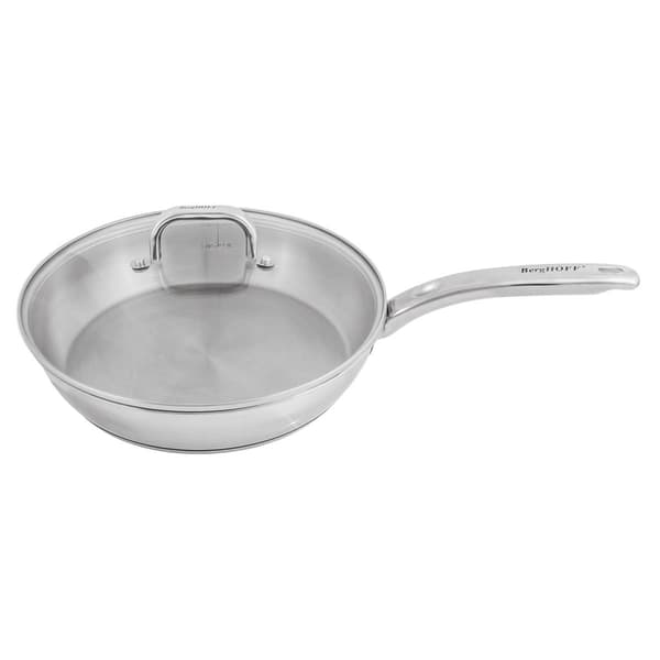 BergHOFF Belly Shape Stainless Steel 10.5in. Skillet w/ Glass Lid - image 