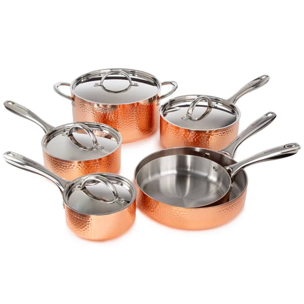BergHOFF Vintage 10pc. Hammered Tri-Ply Copper Cookware Set - image 