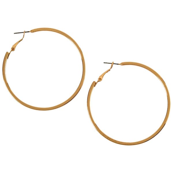 Design Collection Gold Large Flat Square Hoop Earrings - image 
