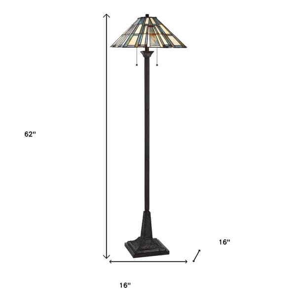 HomeRoots 62in. Bronze Floor Lamp With Tiffany Glass Empire Shade