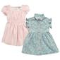 Girls &#40;4-6x&#41; Little Lass&#40;R&#41; 2pk. Daisy Denim & Knit Stripe Dresses - image 1