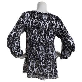Petite Floral & Ivy 3/4 Bell Sleeve Keyhole Tapestry Blouse