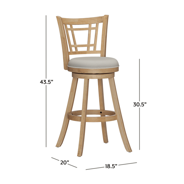 HH2 Home Fairfox Natural Wood Bar Height Swivel Stool