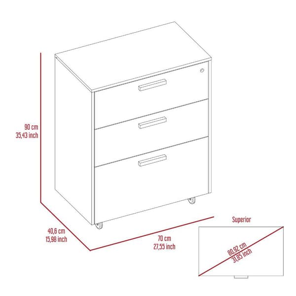 FM FURNITURE Penny 3 Drawer Storage Cabinet