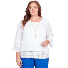 Plus Size Alfred Dunner Tradewinds Eyelet Trim Top