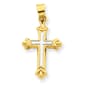 Gold Classics&#40;tm&#41; 14kt. Two Tone Rhodium Hollow Cross - image 1