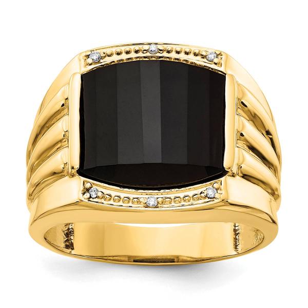 Mens Gentlemens Classics(tm) 14kt. Gold Onyx & Diamond Ring - image 
