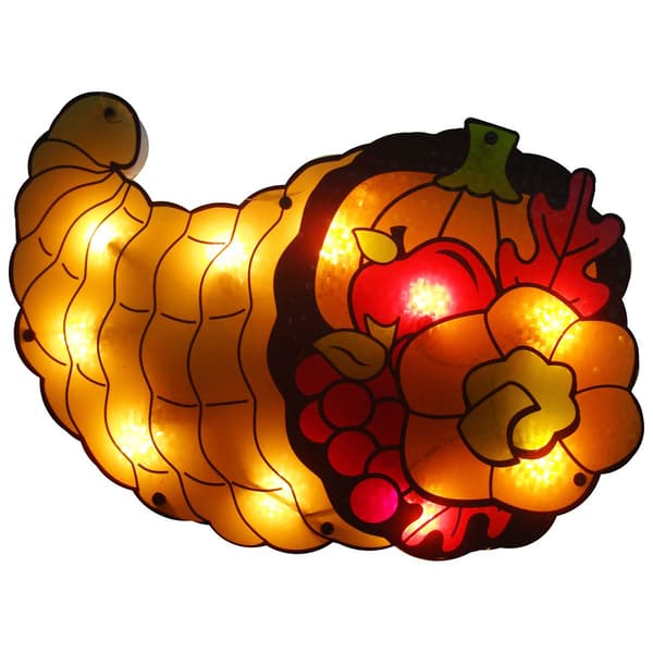 Northlight Seasonal 20in. Pre-Lit Cornucopia Window Decoration