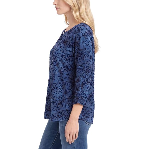 Petite NY Collection 3/4 Ruch Sleeve Abstract Floral Blouse
