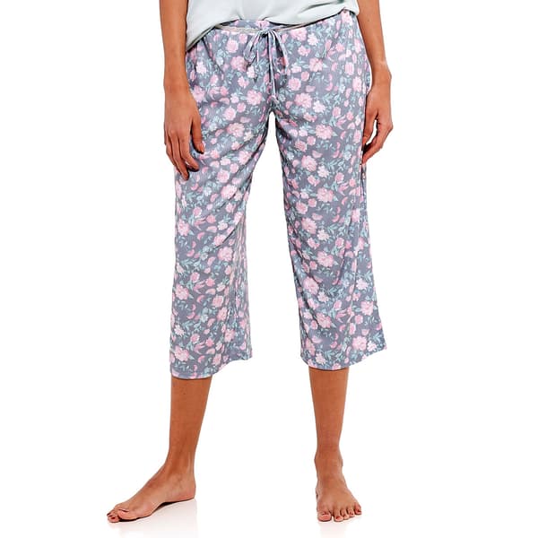 Petites Jessica Simpson Wide Rib Brush Floral Capri Pajama Pants - image 