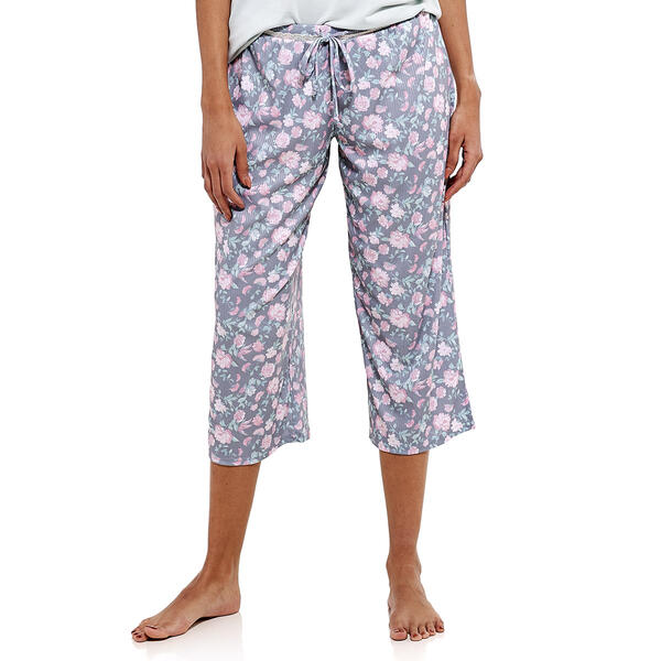 Petites Jessica Simpson Wide Rib Brush Floral Capri Pajama Pants - image 