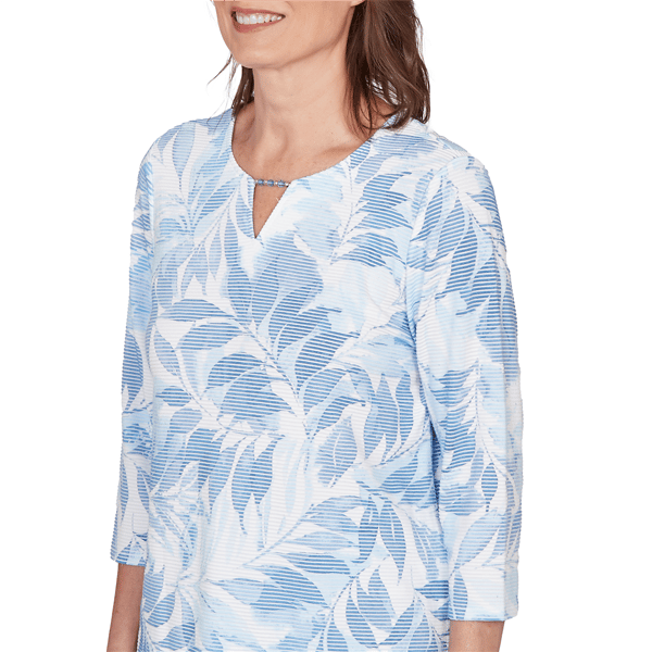 Womens Alfred Dunner St. Augustine Monotone Leaf Print Split Nec