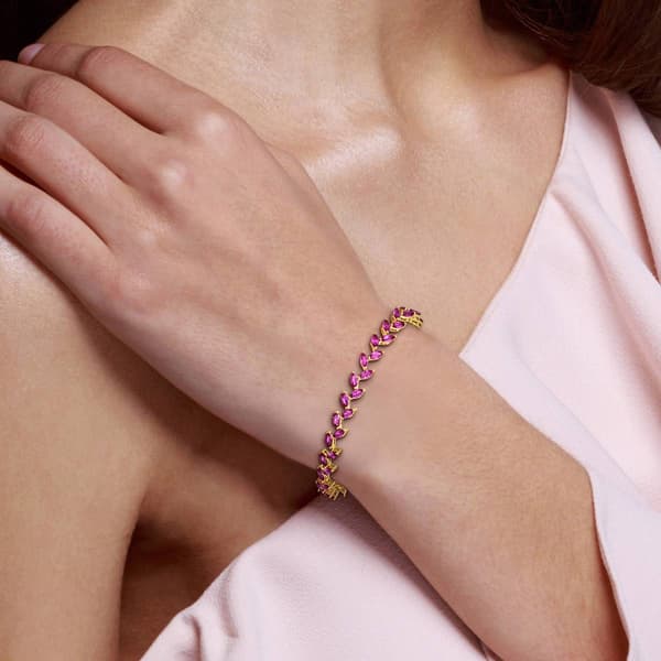 Sophia B 12ctw. Created Pink Sapphire Gold Plated Link Bracelet