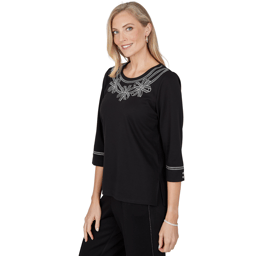 Womens Alfred Dunner Weekend Warrior 3/4 Sleeve Ribbon Blouse
