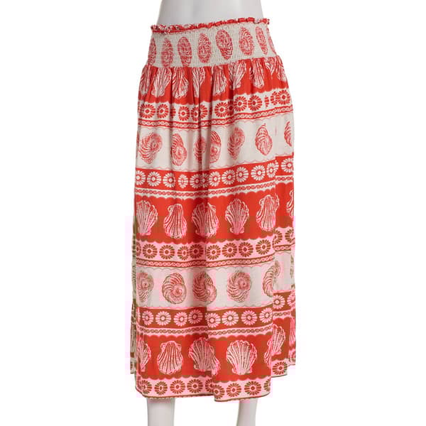 Juniors A. Byer Floral & Shell Mixed Print Smock Waist Maxi Skirt - image 